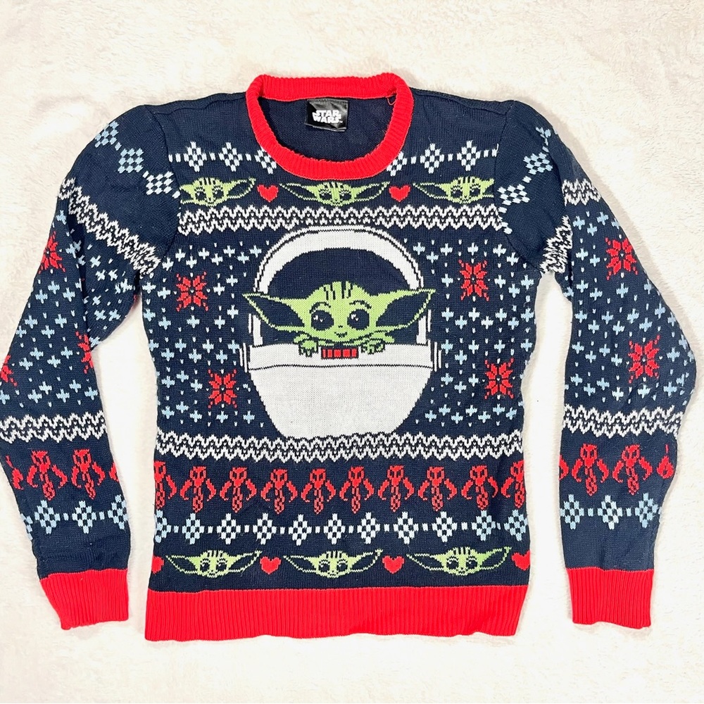 Star Wars Baby Yoda Mandolorian The Child Ugly Christmas Sweater Adult M Grogu